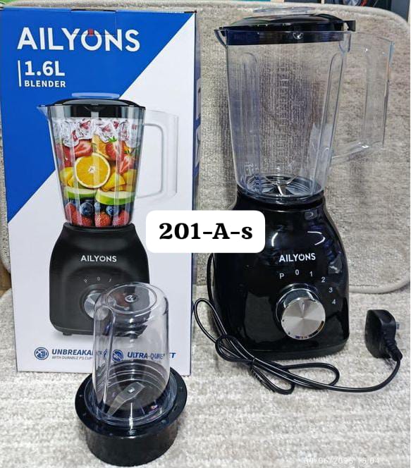 🍹 AILYONS BLENDER – 201-A-S (2 IN 1)

Blend, grind, and prepare your favorite recipes with the powerful Ailyons 201-A-S 2 in 1 Blender, designed for fast performance and everyday kitchen convenience.