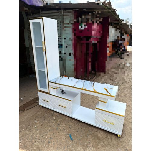 CLEARANCE OFFER Executive extended tv stand with marble coating and shelf cabinet