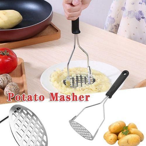 Stainless Steel Potato Masher - Ergonomic Handle, 25x8cm, Multicolour.Efficiently mashes cooked potatoes, purple potatoes, sweet potato, kiwel, parnsips, carrots & bananas - Mashes food to a fine cons