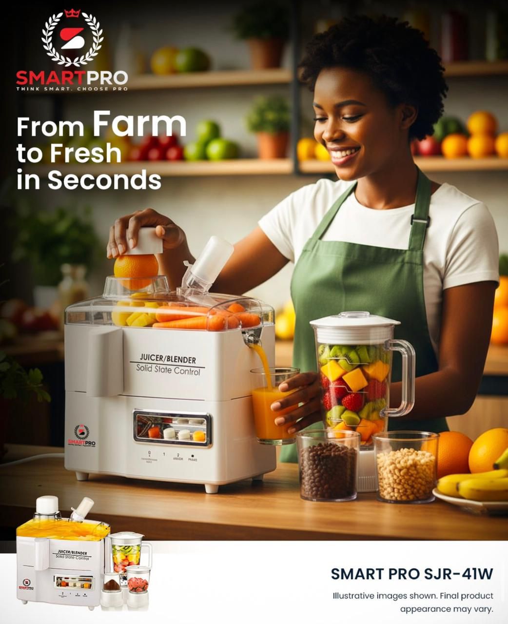 ✅️✅️✨️Smart Choice✨️✅️✅️4-in-1 Blender And Juice Extractor, Safety Interlock- Large Capacity, Electric Blender, Juicer, Chopper & Grinder, 2-Speed Pulse Function for Ice Crusher, 500W