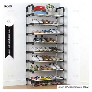 Hot Deal🍂Portable Shoe Rack 24_ 32 Pairs 8 Layer, Organizer Aluminum Metal Standing Shoe Rack, DIY Shoes Storage Shelf Home Organizer