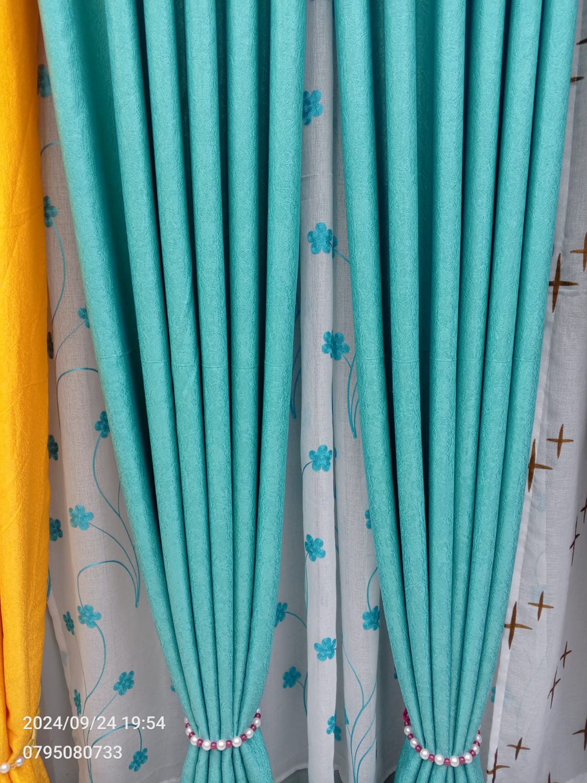 2PCS Turquoise Blue Blackout Curtains – Heavy Luxury Fabric for Living Room & Bedroom | Ready Made Window & Door Drapes. - 2PCS (2 Curtains, No Sheer/Net) Suitable with / for Curtain Rods.