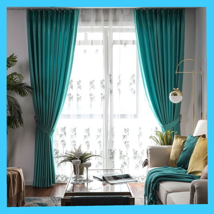 2PCS Turquoise Blue Blackout Curtains – Heavy Luxury Fabric for Living Room & Bedroom | Ready Made Window & Door Drapes. - 2PCS (2 Curtains, No Sheer/Net) Suitable with / for Curtain Rods.