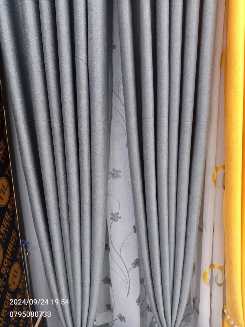 2PCS Gray Blackout Curtains – Heavy Luxury Fabric for Living Room & Bedroom | Ready Made Window & Door Drapes. - 2PCS (2 Curtains, No Sheer/Net). Grey Blackout Curtains.
