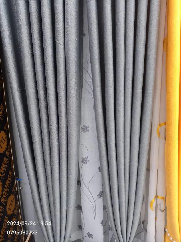 2PCS Gray Blackout Curtains – Heavy Luxury Fabric for Living Room & Bedroom | Ready Made Window & Door Drapes. - 2PCS (2 Curtains, No Sheer/Net). Grey Blackout Curtains.