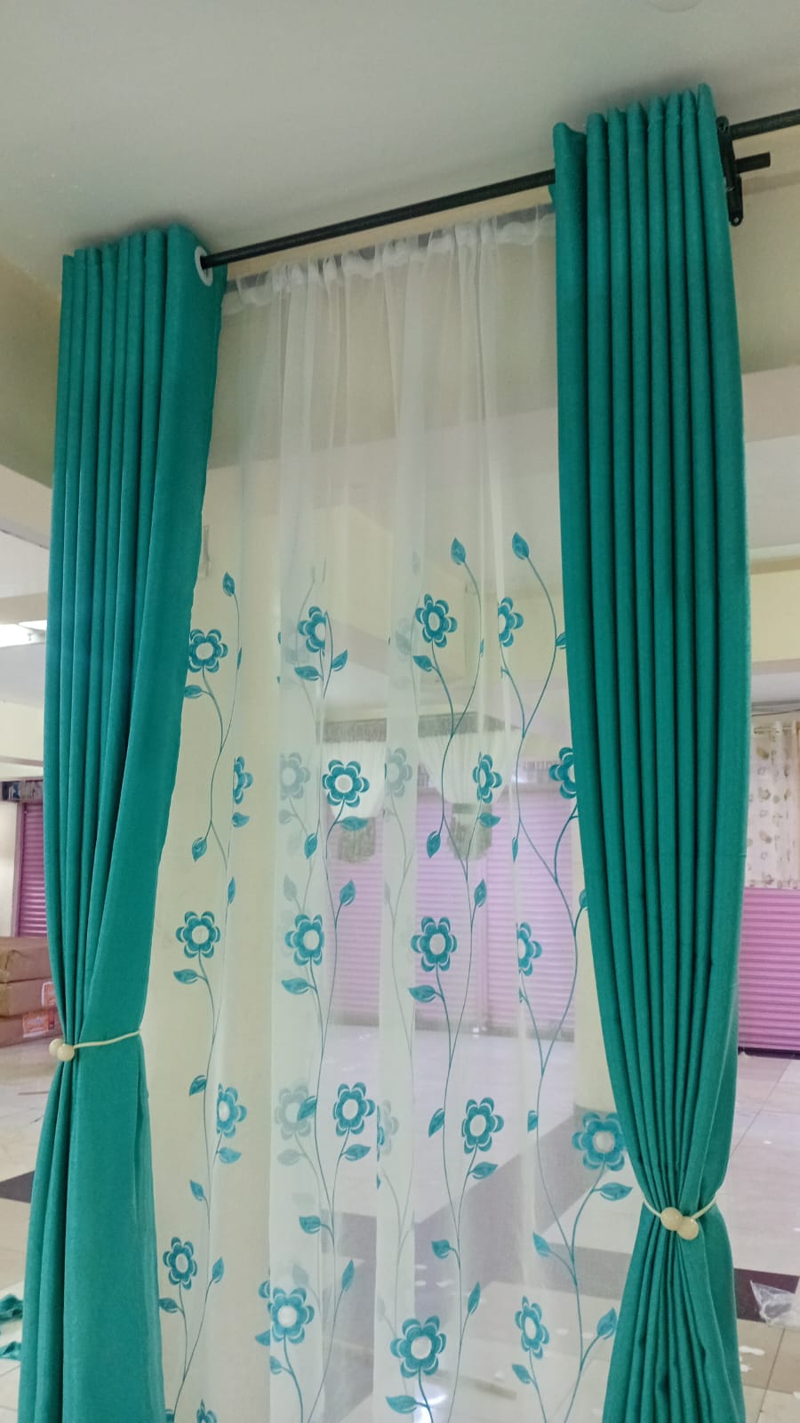 2PCS Turquoise Blue Blackout Curtains – Heavy Luxury Fabric for Living Room & Bedroom | Ready Made Window & Door Drapes. - 2PCS (2 Curtains, No Sheer/Net) Suitable with / for Curtain Rods.