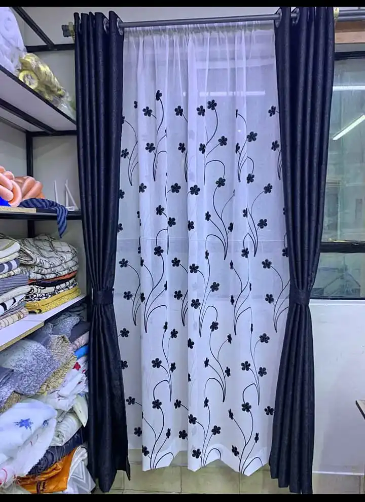 2PCS Black Blackout Curtains – Heavy Luxury Fabric for Living Room & Bedroom | Ready Made Window & Door Drapes. - 2PCS (2 Curtains, No Sheer/Net).