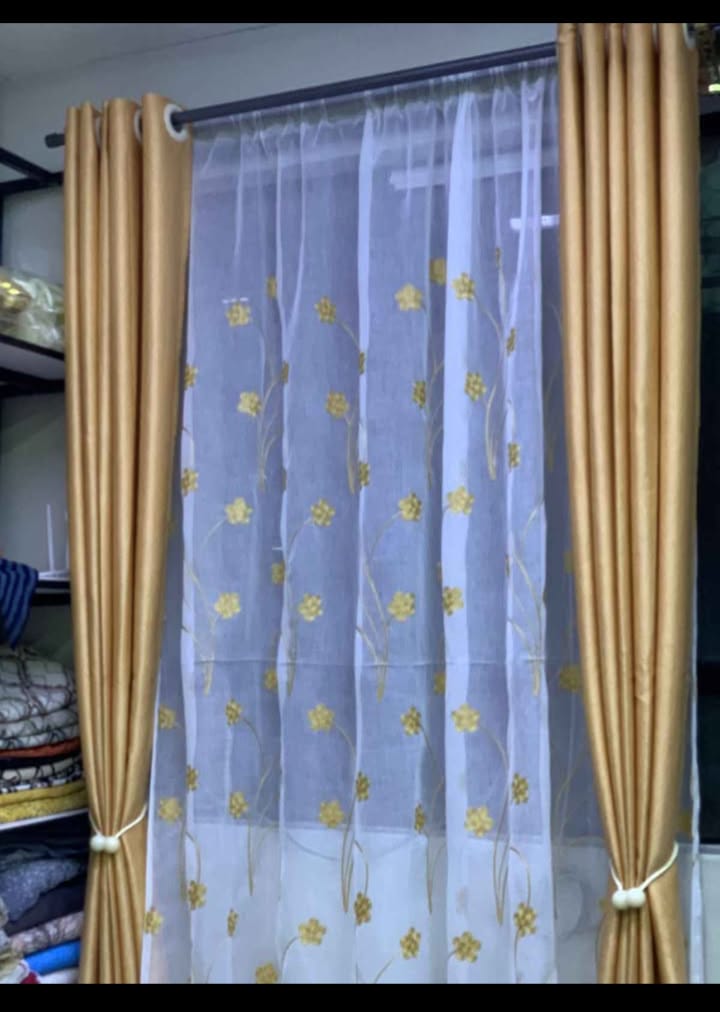 2PCS Gold Blackout Curtains – Heavy Luxury Fabric for Living Room & Bedroom | Ready Made Window & Door Drapes. - 2PCS (2 Curtains, No Sheer/Net)