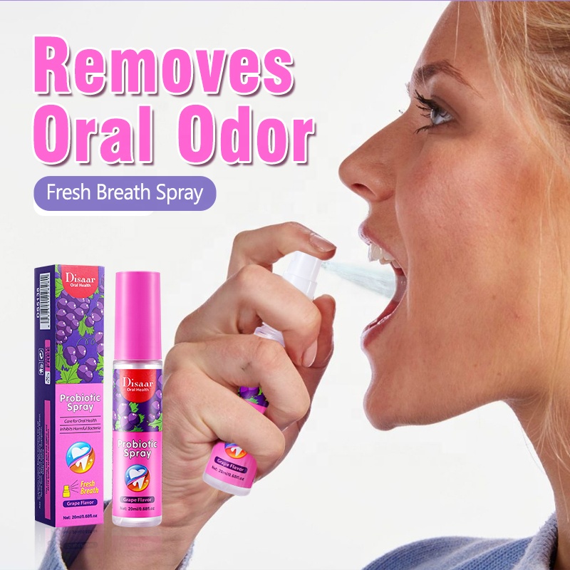 Probiotic Spray Fresh Breath Grape Flavor Mouth Spray Remove Oral Odor Bad Breath Portable Freshener