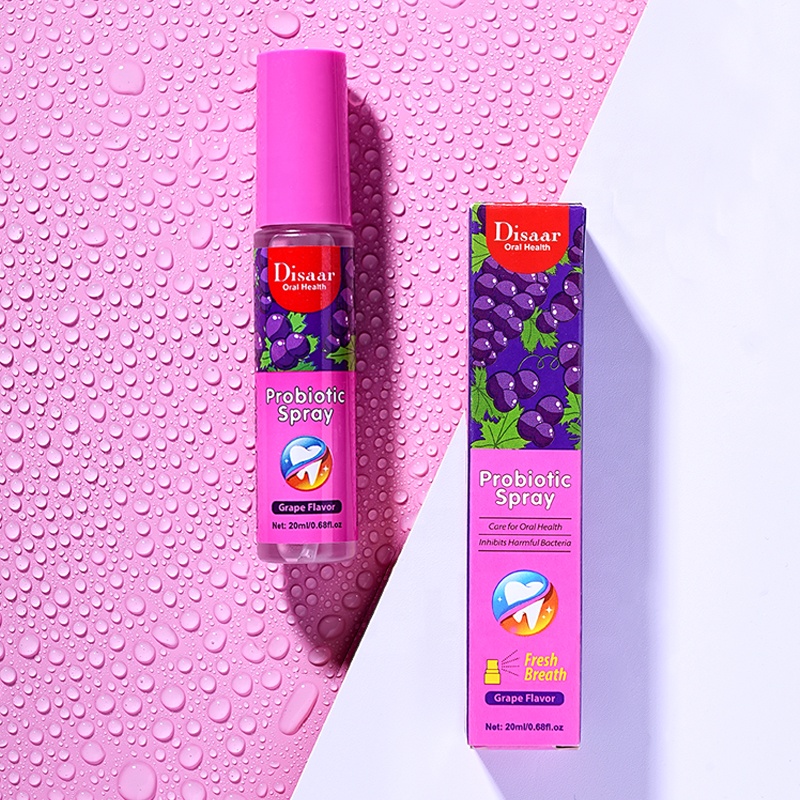 Probiotic Spray Fresh Breath Grape Flavor Mouth Spray Remove Oral Odor Bad Breath Portable Freshener