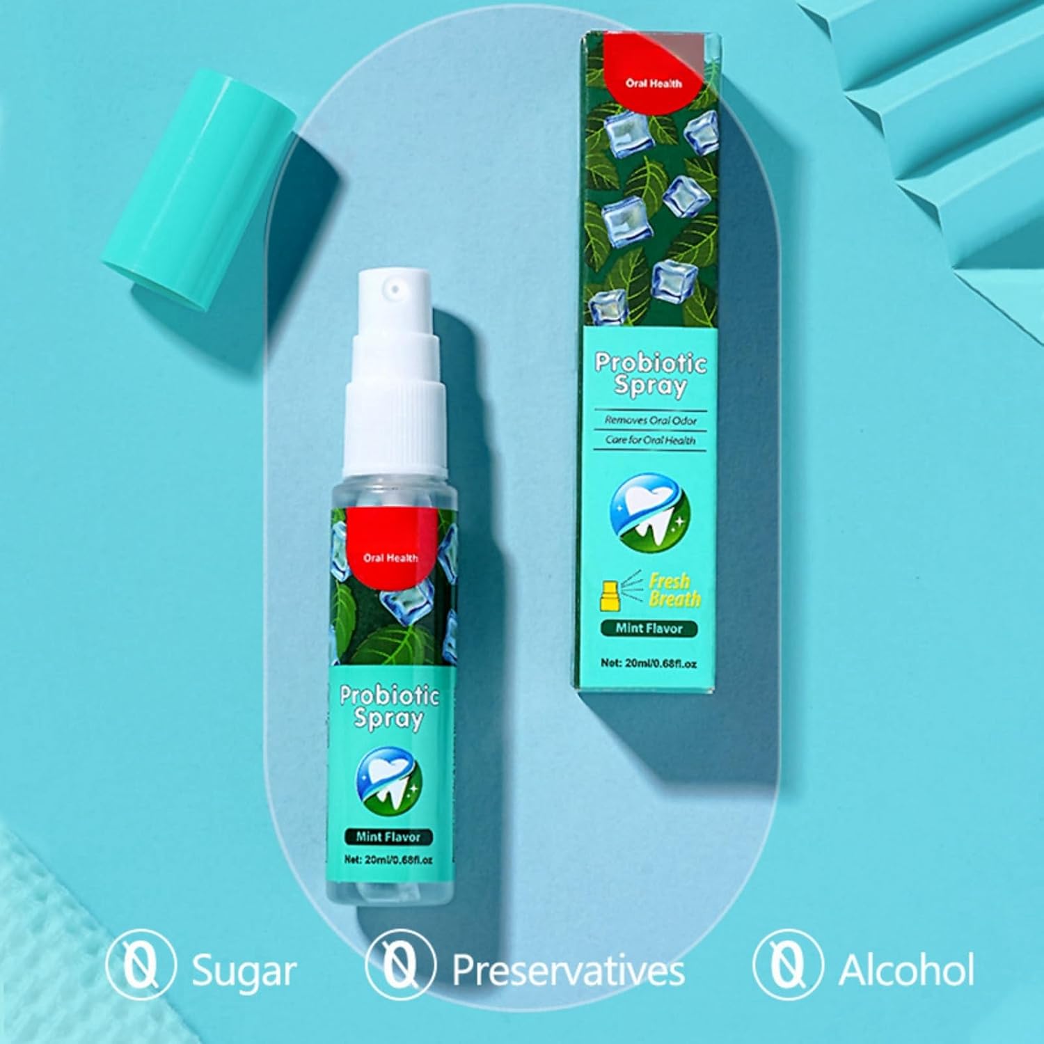 Mouth Spray Mint-Flavored 20ml Minty Fresh Breath, Removes Oral Odor, Prevents Periodontal Diseases, Inhibits Harmful Bacteria, Refreshing and Hygienic, No Alcohol or Harsh Chemicals
