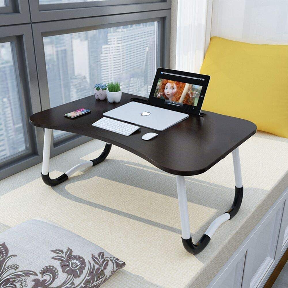 Folding breakfast/ study table laptop desk on the bed, study table computer desk .Foldable Paper W-leg Bed Table Laptop Desk for Small Bedroom Floor Student Dormitory Home Study