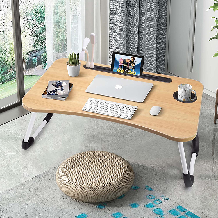 Folding breakfast/ study table laptop desk on the bed, study table computer desk .Foldable Paper W-leg Bed Table Laptop Desk for Small Bedroom Floor Student Dormitory Home Study