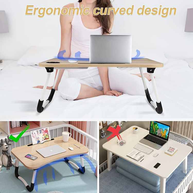 Folding breakfast/ study table laptop desk on the bed, study table computer desk .Foldable Paper W-leg Bed Table Laptop Desk for Small Bedroom Floor Student Dormitory Home Study