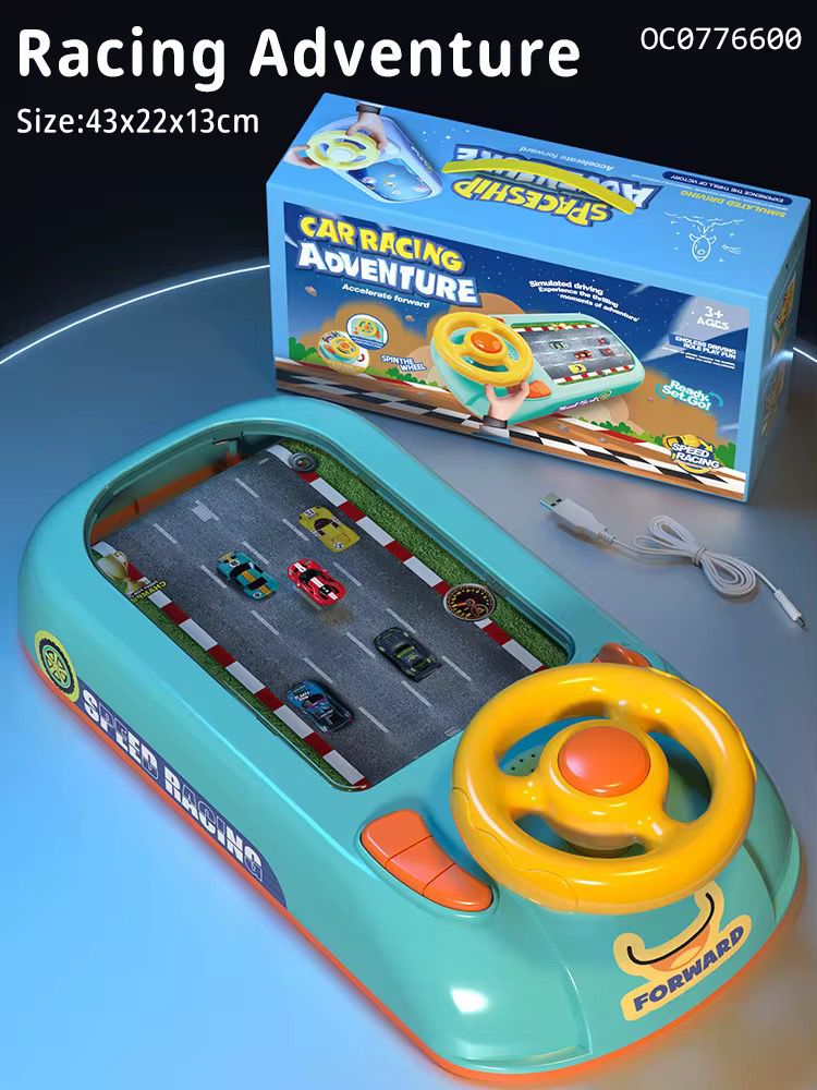 Kids Car Racing Adventure Toy
✅ Driving Steering Wheels 
✅ Musical/Sounds
✅ Two Charging modes USB Cabble/ Battery
✅ Music Switch
✅ Adjustable Speed
