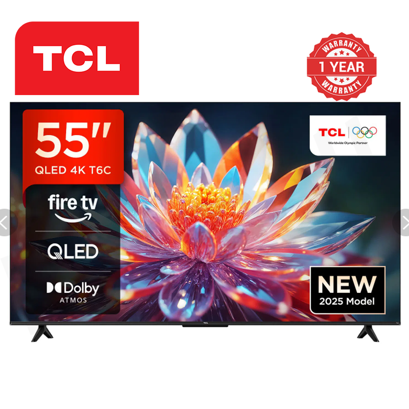 TCL 55 inch 55T6C QLED Smart TV Smart TV with Google 55T6C, 2025Model Dolby Vision, Atmos, HDR Pro+, Game Accelerator Enhanced Gaming, Voice Control AiPQ Processor: Ai contrast, Ai Clarity, Ai Motion