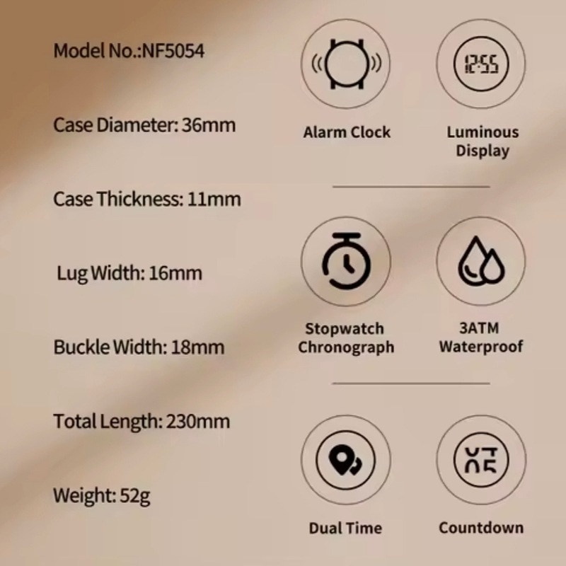 Naviforce Ladies/Girls School Watch With Alarm, Calendar and Light