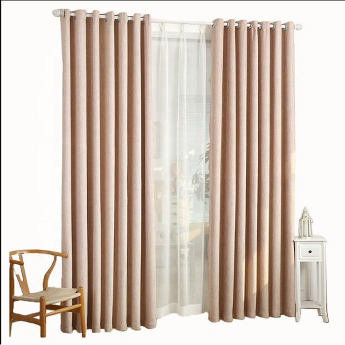 3PCS Beige/Gold Blackout Curtains + Sheer (Optional) – Heavy Luxury Fabric for Living Room & Bedroom | Ready Made Window & Door Drapes. - 3PCS Set (2 Curtains + 1 Sheer/Net) Beige,2Pcs Curtain