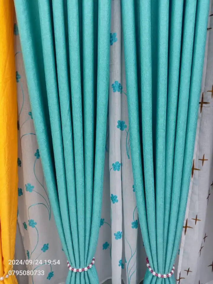 3PCS FULL SET Turquoise Blue Blackout Curtains Set | Heavy Fabric + Free Sheer | Living Room & Bedroom | Ready Made.