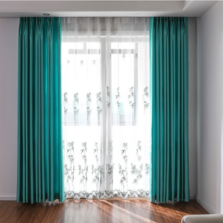 3PCS FULL SET Turquoise Blue Blackout Curtains Set | Heavy Fabric + Free Sheer | Living Room & Bedroom | Ready Made.