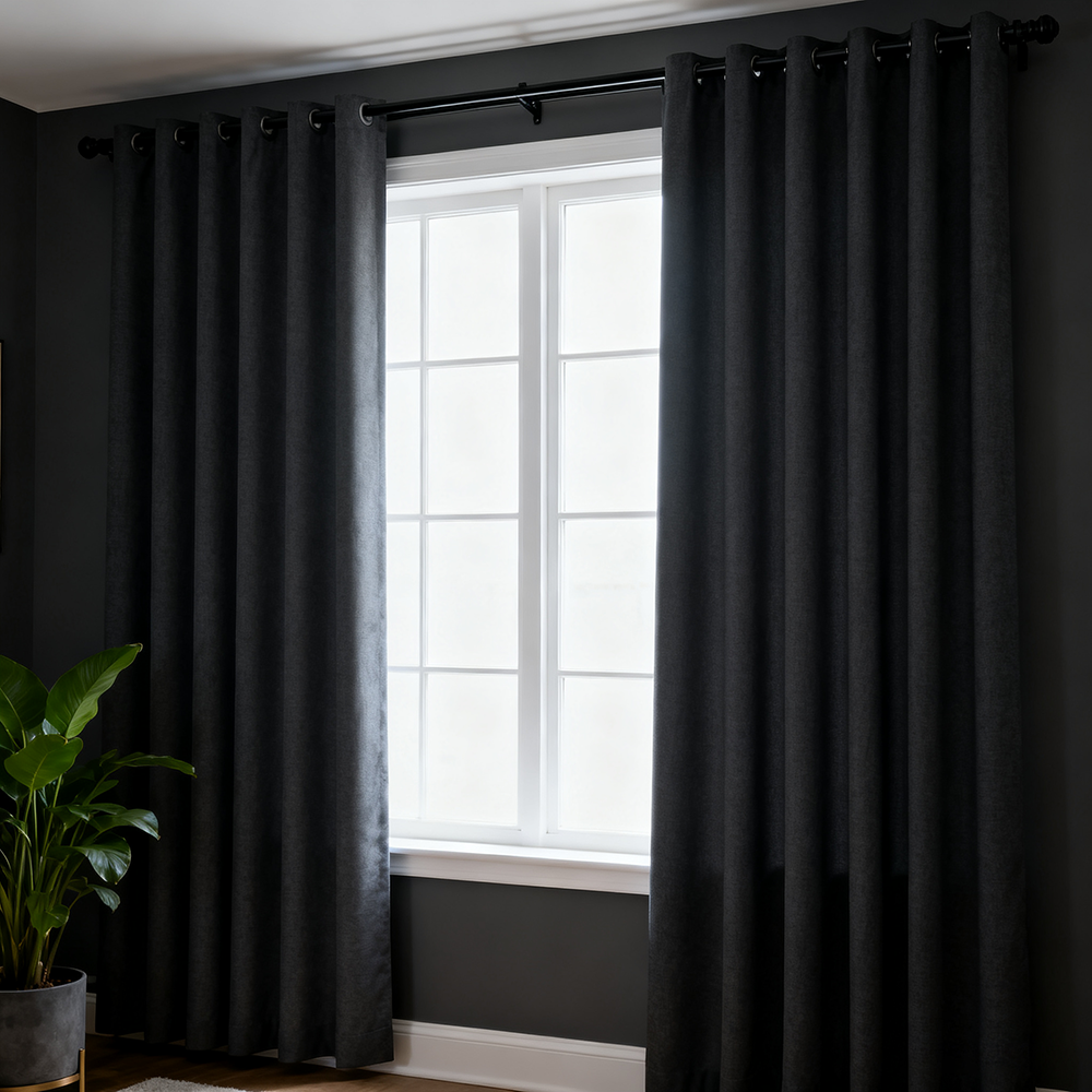 1PC Gray Blackout Curtains – Heavy Luxury Fabric for Living Room & Bedroom | Ready Made Window & Door Drapes. - 1PC (1 Curtain, No Sheer/Net) Grey Blackout Curtains