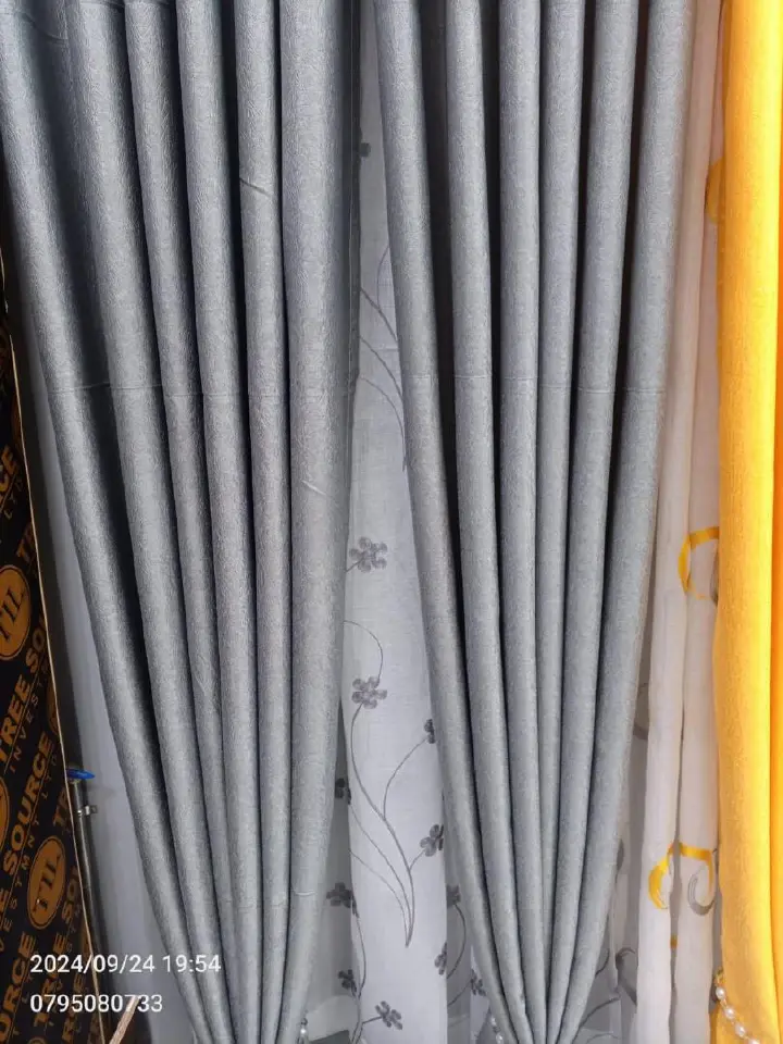 1PC Gray Blackout Curtains – Heavy Luxury Fabric for Living Room & Bedroom | Ready Made Window & Door Drapes. - 1PC (1 Curtain, No Sheer/Net) Grey Blackout Curtains