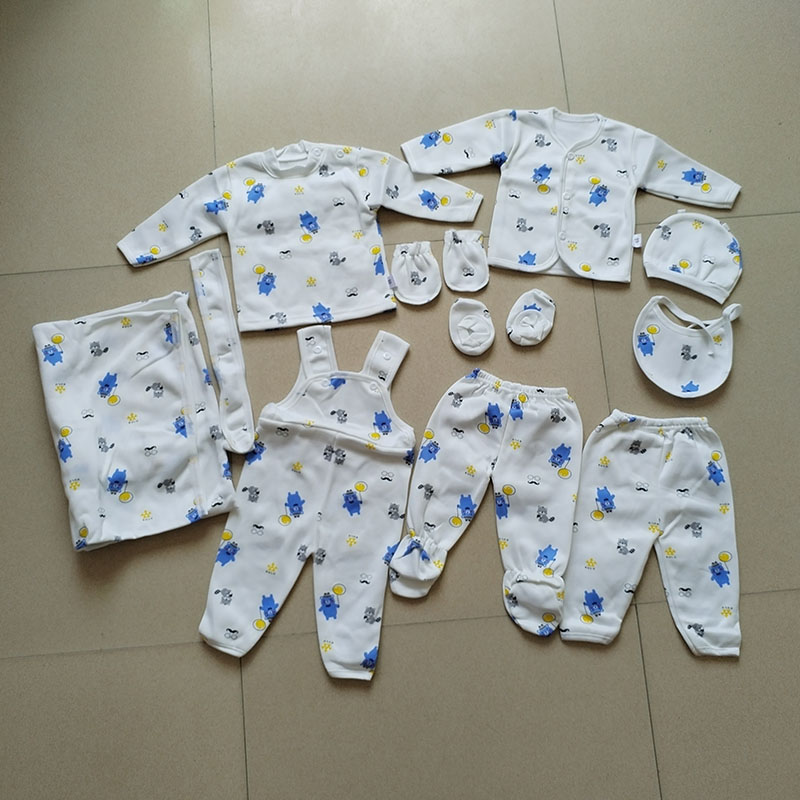 Lucky Star 11 Pieces New Born Baby Receiving Set Newborn Baby Clothes Toddler Long open leg Romper Pants+Hat+Bibs Fall Winter Infant Baby Outfits soft durable and cozy set for girls and boys