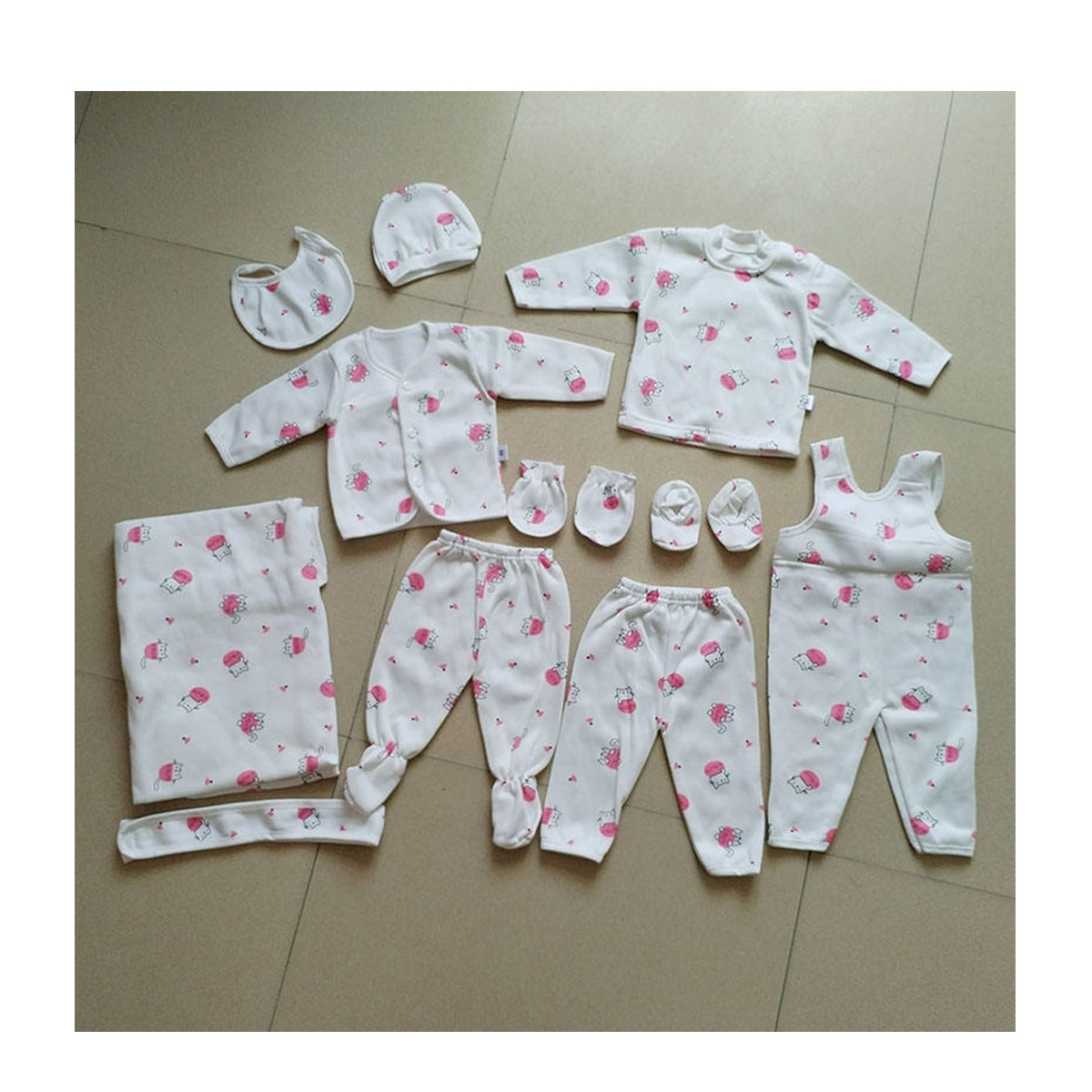 Lucky Star 11 Pieces New Born Baby Receiving Set Newborn Baby Clothes Toddler Long open leg Romper Pants+Hat+Bibs Fall Winter Infant Baby Outfits soft durable and cozy set for girls and boys