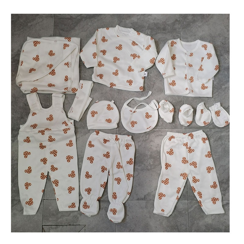 Lucky Star 11 Pieces New Born Baby Receiving Set Newborn Baby Clothes Toddler Long open leg Romper Pants+Hat+Bibs Fall Winter Infant Baby Outfits soft durable and cozy set for girls and boys