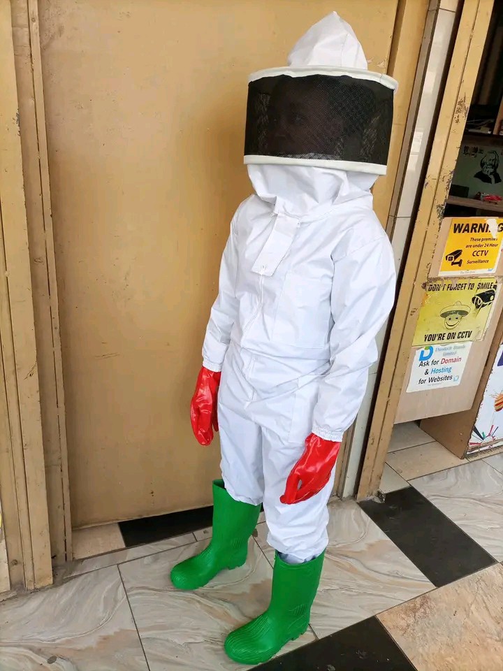 Bee Suit (white pvc) Overall + Head Gear + Pair of Gloves