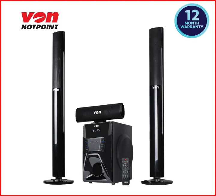 VON 3.1CH VES2003ET Subwoofer 200W RMS, Bluetooth Hotpoint Tall Boy BT/USB/SD/FM Multimedia Bluetooth Woofer Speaker System Subwoofer Subwoofer Home Audilo System Soundbar with Remote Control