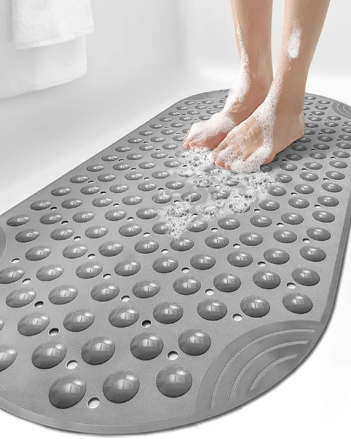 Anti-Slip Bathroom Shower Mat Bathtub Mat with Suction Cups, Washable Non Slip Shower Floor Mat, Quick Dry Safety Bath Mat for Bathroom, Tub, Wet Areas and Daily Use