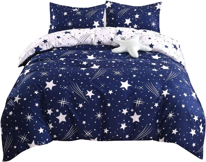 4pcs Duvet Bedding Set Comforter Set Soft Comfortable Complete Bedding Package (1 Duvet, 1 Bedsheet & 2 Pillow Covers) Durable Cotton Blend Bed Linen Set for Bedroom Home Guest Room Stylish Sleep Comf