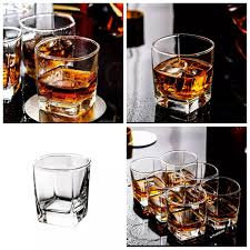 Beautiful Whisky Glasses For HOT/COLD 350 ML – Set Of 6, Durable Clear Glass Tumblers for Whisky, Juice, Water & All Beverages, Home & Bar Use