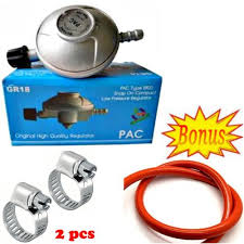 PAC Original Universal 6kg Gas Regulator Set – 6kg Cylinder Regulator for 2-Burner Table Top Cookers, Includes Clips, 2M Gas Pipe & Free 4-Way Power Extension Cable