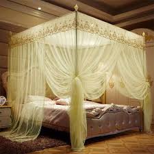 4 Colors 4 Stands Mosquito Net Mosquito Repellent Tent Bedding Accessory Durable Canopy Bed Net with Four Support Stands, Fine Mesh Insect Protection Sleeping Tent for Bedroom, Baby and Home Use
