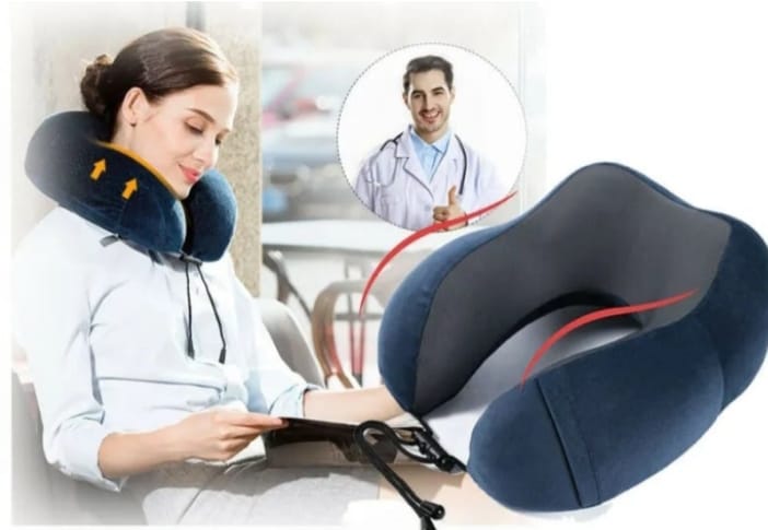 Memory Foam Travel Neck Support Pillow – Ergonomic U-Shaped Cushion for Airplane, Car, Office & Home Use, Soft Comfortable Neck Pain Relief Pillow for Travelling and Rest