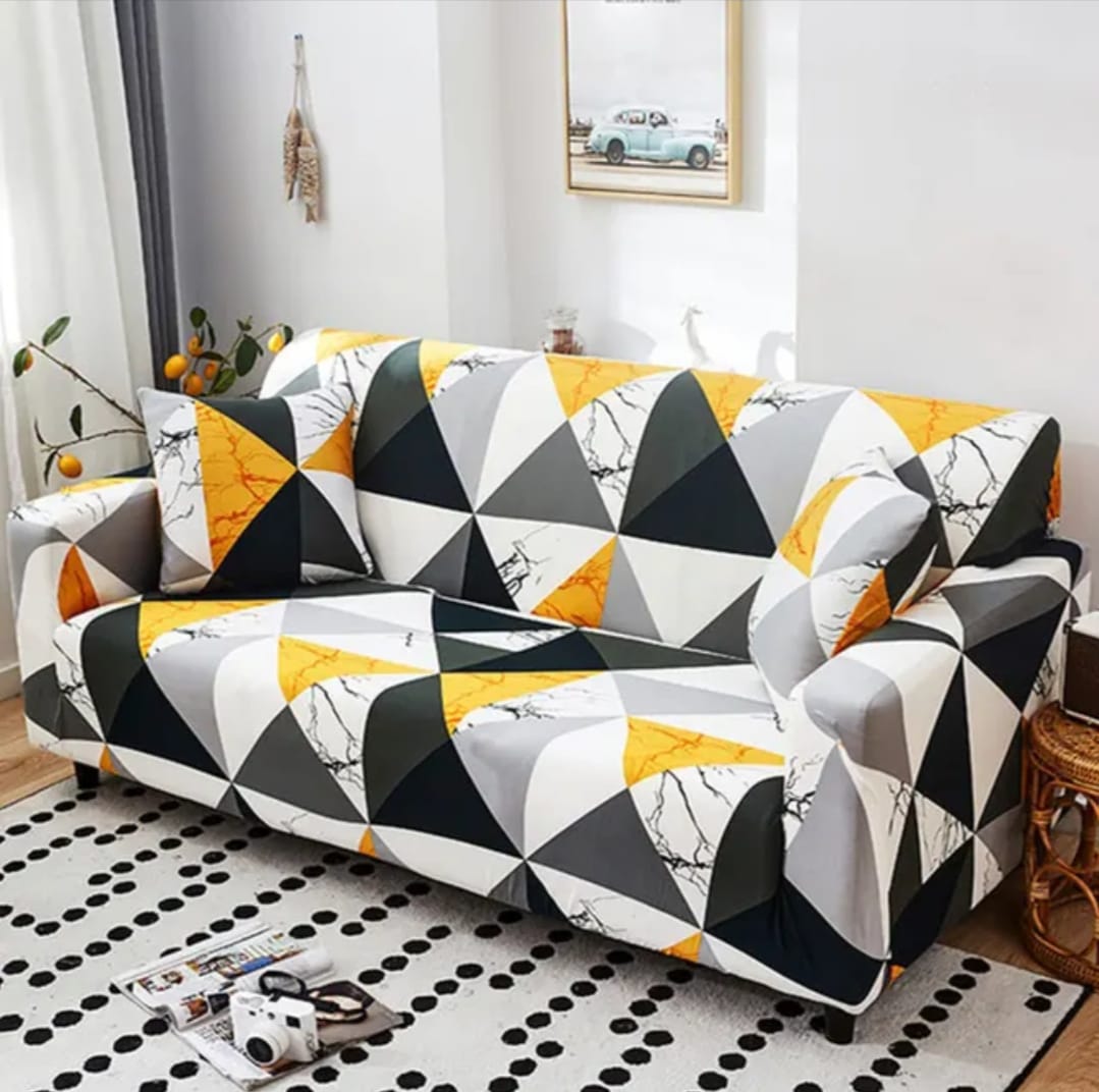 Poly Cotton Stretchable Seat Covers – 1, 2 & 3 Seater Sofa Covers, Elastic Slipcovers for Living Room Furniture Protection, Dustproof Durable Stretch Fabric Sofa Protectors