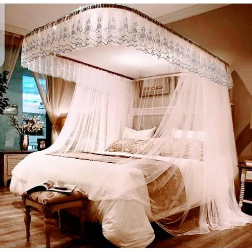 High Quality Premium 2 Stand Mosquito Net with Rails Durable Mosquito Repellent Tent Bedding Accessory Canopy Bed Net with Support Rails, Fine Mesh Insect Protection for Bedroom, Baby and Home Use