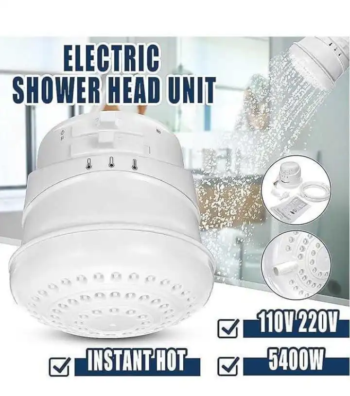 Horizon Instant Electric Shower Head 5400W Fast Heating Hot Water Shower Head Faucet, 3 Gear Adjustable Electric Shower Heater for Bath, Suitable for Salty & Normal Water Use