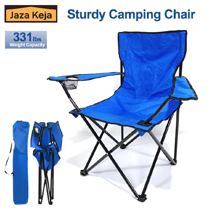 Jaza Keja Folding Outdoor Armrest Chair – Steel Frame, Durable Portable Camping Chair with Armrests for Fishing, Travel, Picnic & Outdoor Use