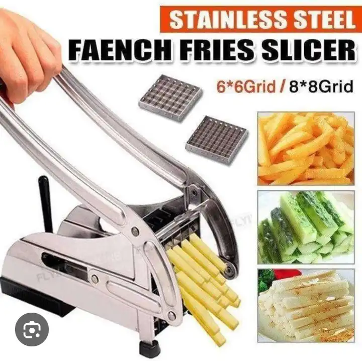 Potato Chipper Slicer – Chip Cutter Maker for French Fries, Manual Stainless Steel Blade Cutter for Fast & Easy Potato Cutting at Home or Commercial Use