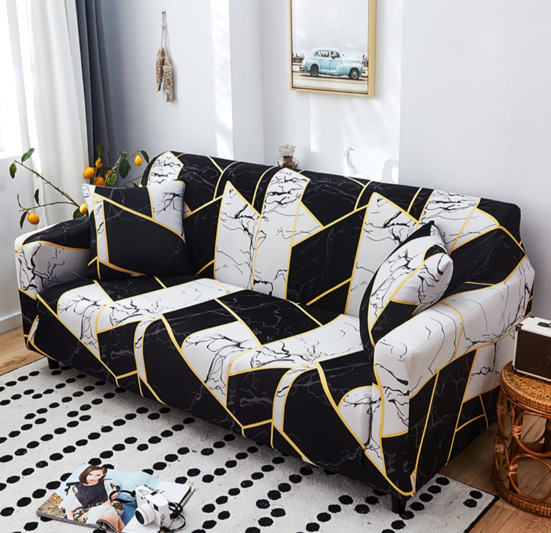 Poly Cotton Stretchable Seat Covers – 1, 2 & 3 Seater Sofa Covers, Elastic Slipcovers for Living Room Furniture Protection, Dustproof Durable Stretch Fabric Sofa Protectors
