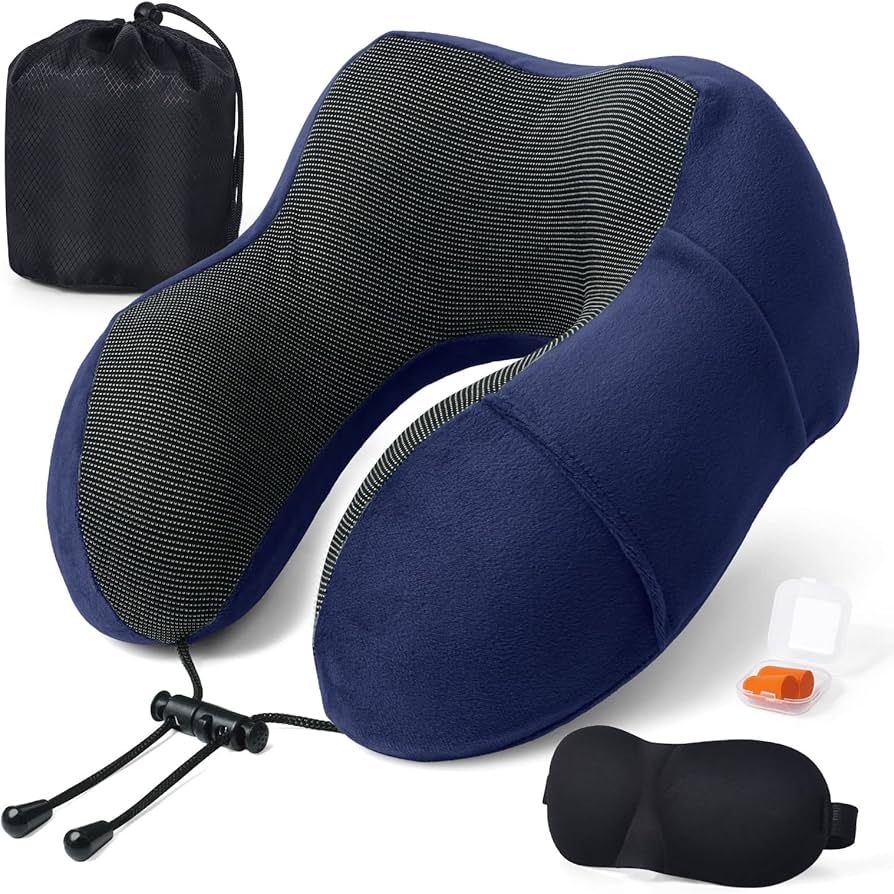 Memory Foam Travel Neck Support Pillow – Ergonomic U-Shaped Cushion for Airplane, Car, Office & Home Use, Soft Comfortable Neck Pain Relief Pillow for Travelling and Rest