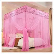 4 Colors 4 Stands Mosquito Net Mosquito Repellent Tent Bedding Accessory Durable Canopy Bed Net with Four Support Stands, Fine Mesh Insect Protection Sleeping Tent for Bedroom, Baby and Home Use