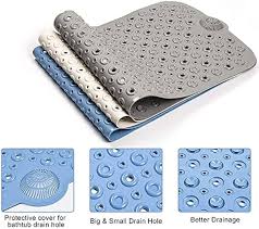 Anti-Slip Bathroom Shower Mat Bathtub Mat with Suction Cups, Washable Non Slip Shower Floor Mat, Quick Dry Safety Bath Mat for Bathroom, Tub, Wet Areas and Daily Use