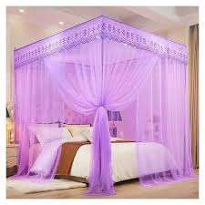 4 Colors 4 Stands Mosquito Net Mosquito Repellent Tent Bedding Accessory Durable Canopy Bed Net with Four Support Stands, Fine Mesh Insect Protection Sleeping Tent for Bedroom, Baby and Home Use