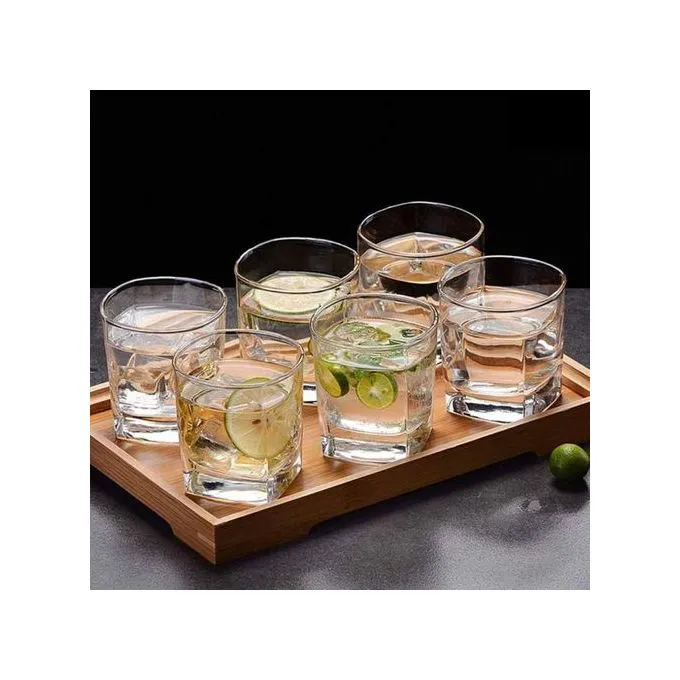 Beautiful Whisky Glasses For HOT/COLD 350 ML – Set Of 6, Durable Clear Glass Tumblers for Whisky, Juice, Water & All Beverages, Home & Bar Use