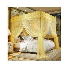 4 Stands Mosquito Net Durable Mosquito Repellent Tent Bedding Accessory Canopy Bed Net with Four Corner Support Stands, Fine Mesh Insect Protection Sleeping Tent for Bedroom, Baby and Home Use