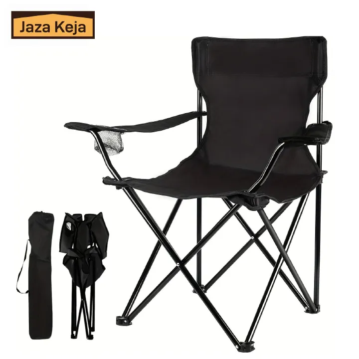 Jaza Keja Folding Outdoor Armrest Chair – Steel Frame, Durable Portable Camping Chair with Armrests for Fishing, Travel, Picnic & Outdoor Use